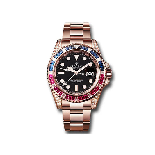 Rolex GMT Master II 126755SARU 40mm 18kt Steel Automatic Diamond Black Dial