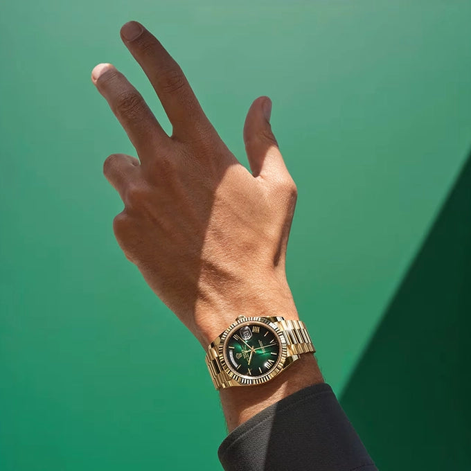 Rolex Day-Date 40 Oyster, 40 mm, Yellow Gold, Green Ombré Dial, Ref 228238-0069