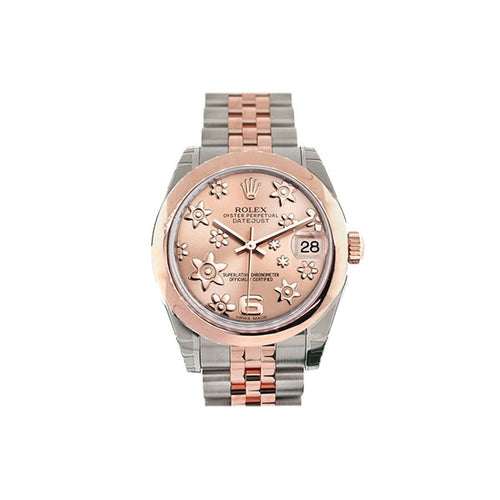 Datejust 31 Pink Raised Floral Motif Dial 18K Rose Gold Two Tone Jubilee Ladies Watch 178241