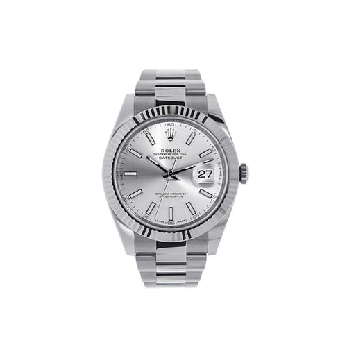 Datejust II Stainless Steel White Gold Silver Index Dial Watch 116334