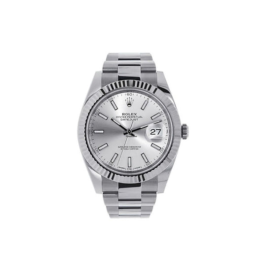 Datejust II Stainless Steel White Gold Silver Index Dial Watch 116334