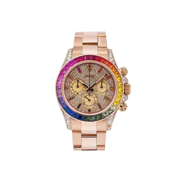 Men’s Diamond Watch Rolex Day-Date Gold 40 mm Rose Gold Tone Dial