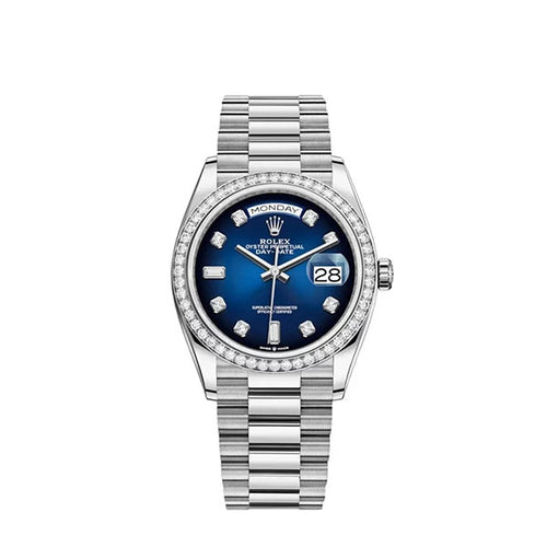 Rolex Day-Date Blue Ombre Diamond Dial Diamond Bezel 36mm 128349RBR