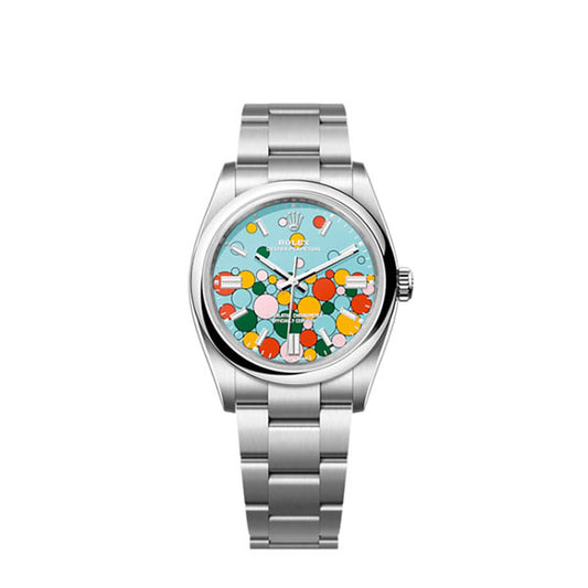 Rolex Oyster Perpetual 36, Oystersteel, 36mm, Turquoise Celebration Motif Dial, Ref# 126000-0009