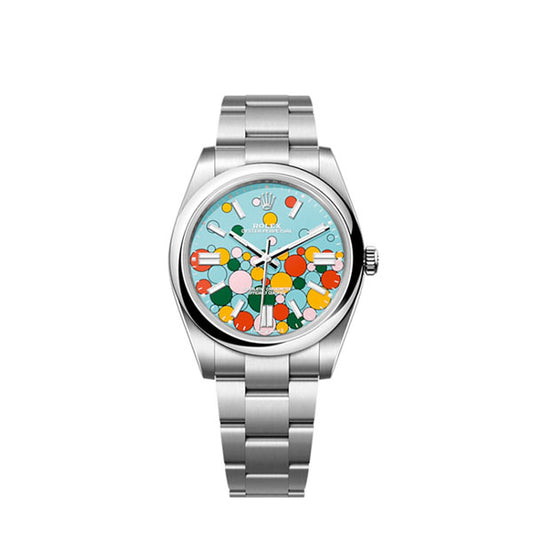 Rolex Oyster Perpetual 41, Oystersteel, 41mm, Turquoise Celebration Motif Dial, Ref# 124300-0008