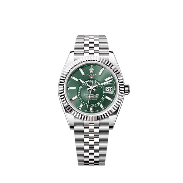 Rolex Sky-Dweller, 42mm, Oystersteel and 18k White Gold, Green, Jubilee, Ref# 336934-0002