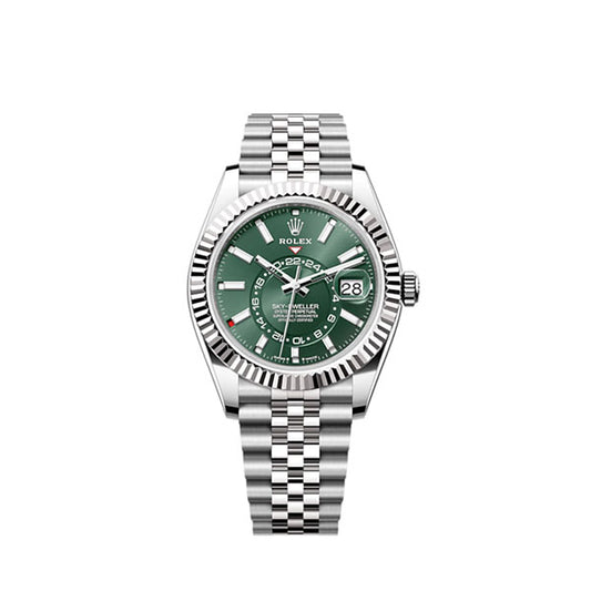 Rolex Sky-Dweller, 42mm, Oystersteel and 18k White Gold, Green, Jubilee, Ref# 336934-0002