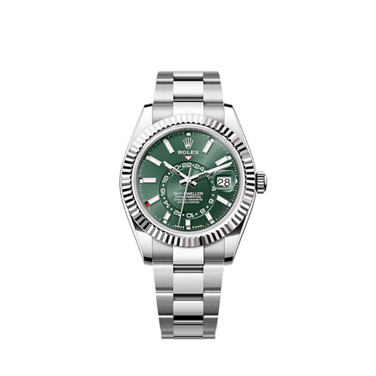 Rolex Sky-Dweller, 42mm, Oystersteel and 18k White Gold, Green, Oyster, Ref# 336934-0001