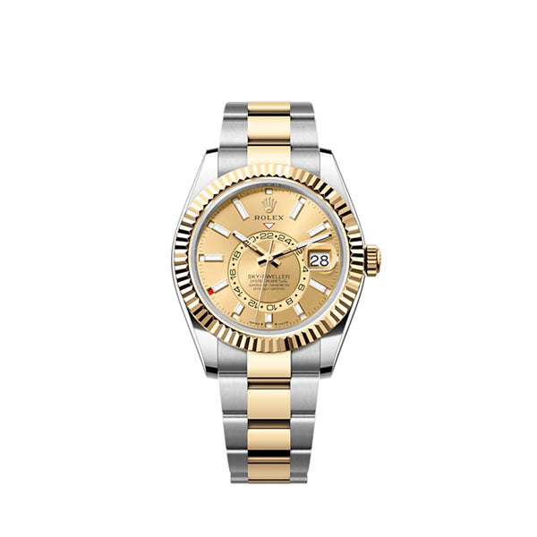 Rolex Sky-Dweller, 42mm, Oystersteel and 18k Yellow Gold, Champagne, Oyster, Ref# 336933-0001