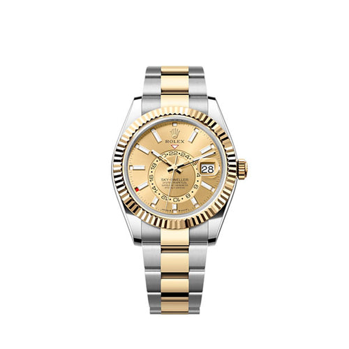 Rolex Sky-Dweller, 42mm, Oystersteel and 18k Yellow Gold, Champagne, Oyster, Ref# 336933-0001
