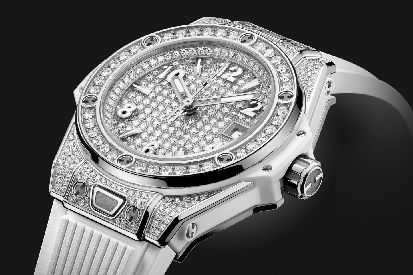 Hublot Big Bang ONE CLICK STEEL WHITE FULL PAVÃ‰ Ref# 485.SE.9000.RW.1604