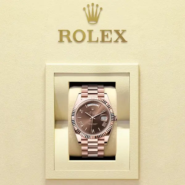 Rolex Day-Date 40 Everose Gold Chocolate Roman Numeral Dial – Ref. 228235-0002