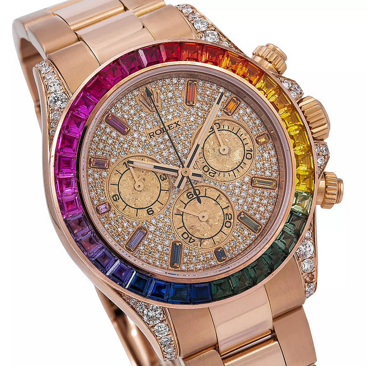 Men’s Diamond Watch Rolex Day-Date Gold 40 mm Rose Gold Tone Dial