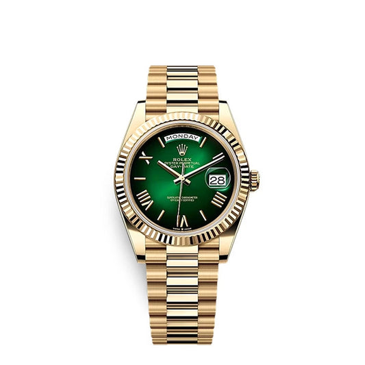 Rolex Day-Date 40 Oyster, 40 mm, Yellow Gold, Green Ombré Dial, Ref# 228238-0069