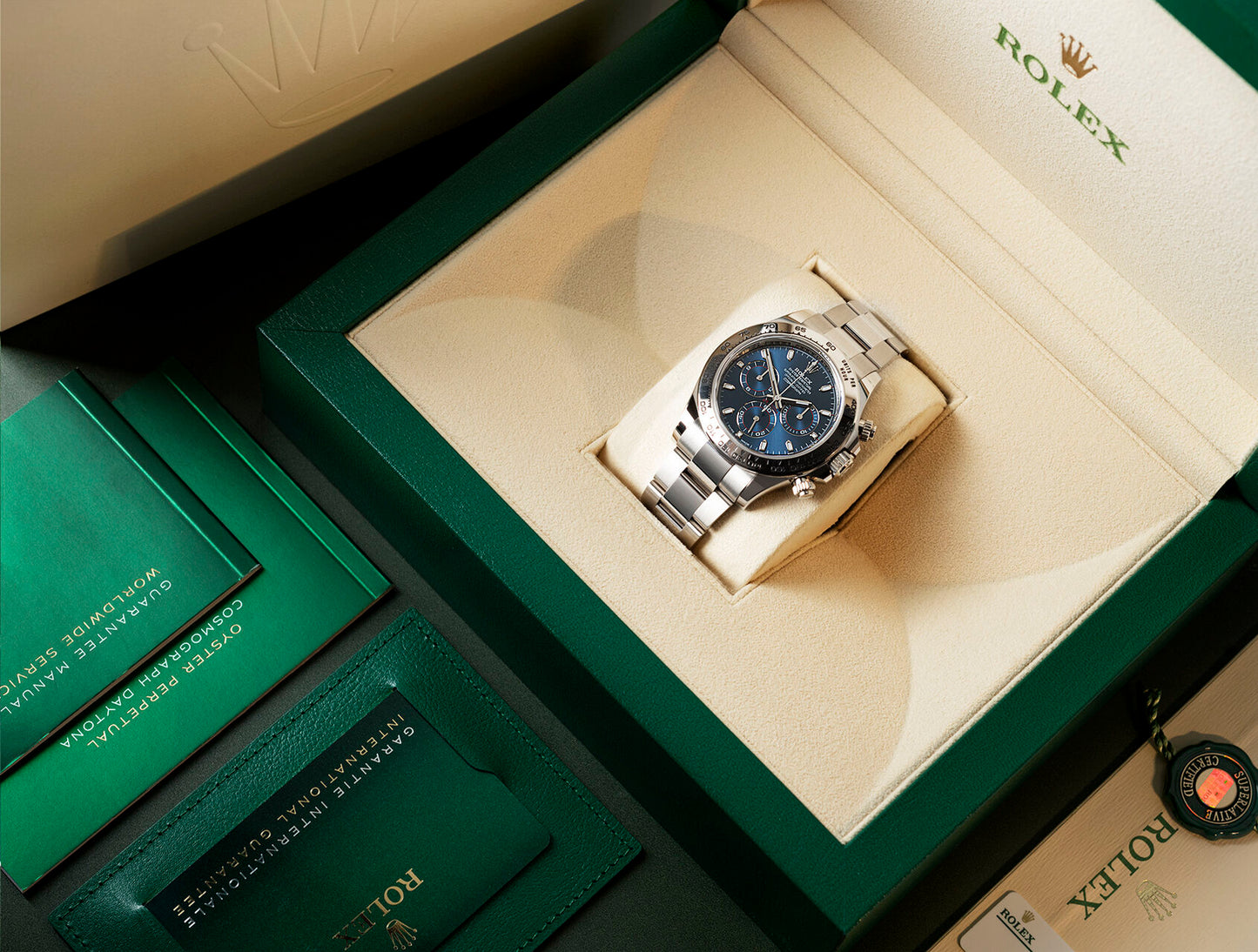 ROLEX COSMOGRAPH DAYTONA WHITE GOLD BLUE DIAL 116509