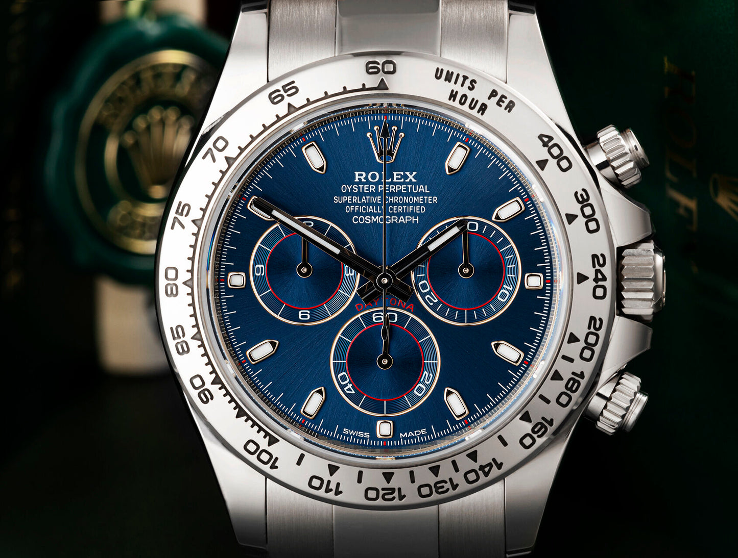 ROLEX COSMOGRAPH DAYTONA WHITE GOLD BLUE DIAL 116509