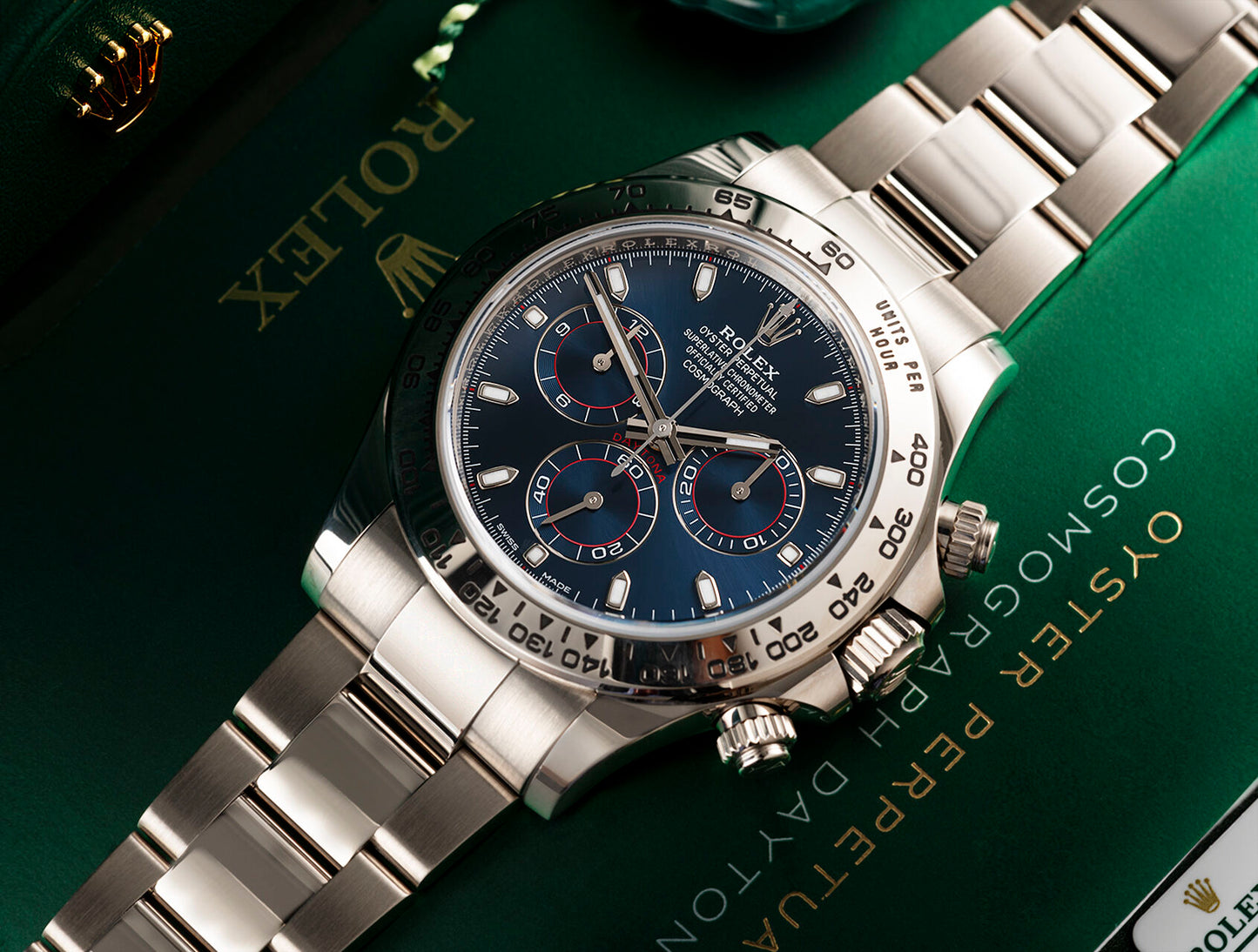 ROLEX COSMOGRAPH DAYTONA WHITE GOLD BLUE DIAL 116509