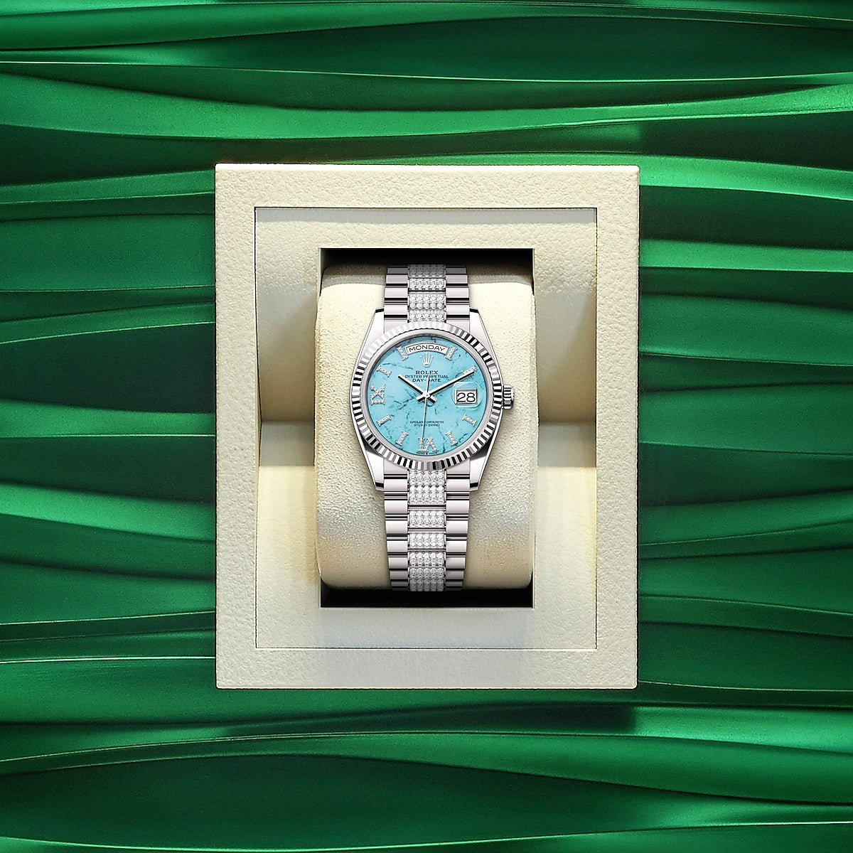 Rolex Day-Date 36, 18k White Gold with Diamond-set, 36mm, Ref# 128239-0045